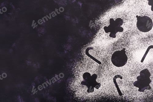 Preview: Christmas or New Year's background is made of drawings with powdered sugar