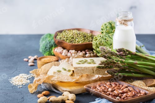 Preview: Assortment of healthy vegan protein source and body building food
