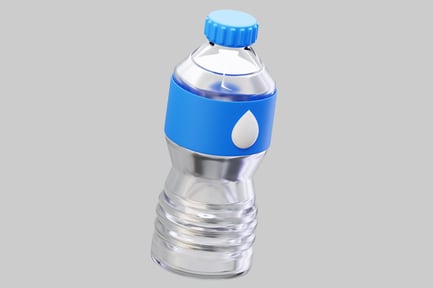 Preview: A Clear Plastic Water Bottle With A Blue Cap And Label