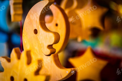 Preview: Closeup view of wooden moon figure