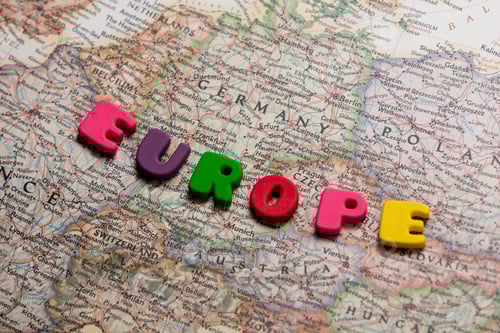 Preview: photo of map of european countries and colorful letters on the wonderful background