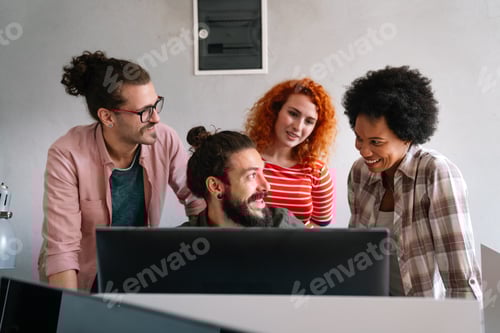 Developing programming and coding technologies. Programmer working in a software develop company