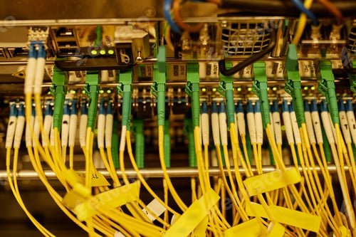 Preview: Background neat cable arrangement in server cabinet