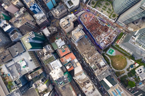 Preview: Kwun Tong, Hong Kong 13 April 2020: Aerial view of Hong Kong city