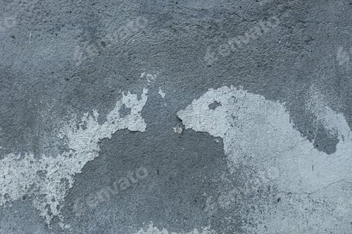 Preview: Old Flaky White Paint Peeling Off A Grungy Cracked Wall. Cracks, Scrapes, Peeling Old Paint And