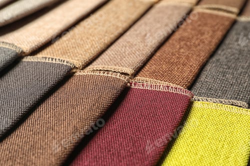 Preview: Fabric samples of different colors for interior design as background