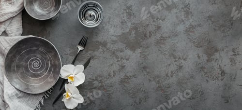 Preview: Elegance table setting in dark grey color