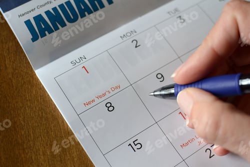 Preview: Writing appointments in a planner calendar.
