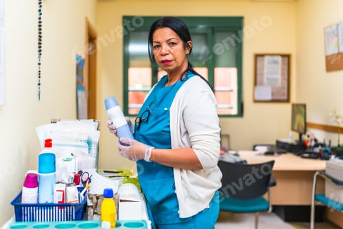 Preview: Nurse preparing medical equipment in nursing home