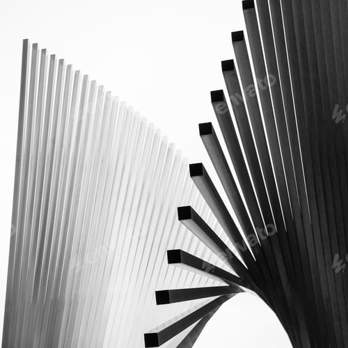 Preview: Abstract imagery of bent steel poles in grayscale for wallpaper or background