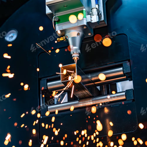 Preview: CNC Laser and gas cutting of metal, modern industrial technology.