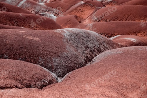 Preview: Closeup abstract of iconic red ridge and gully Cheltenham Badlands background