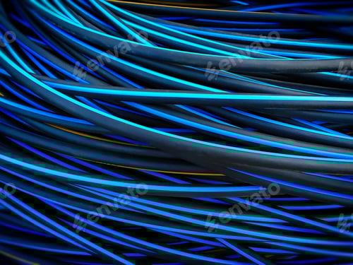 Visualização: Fundo de quadro completo de fios de cabos elétricos azuis com listras