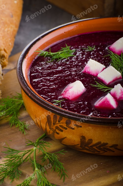 Preview: Beet soup with cheese and herbs