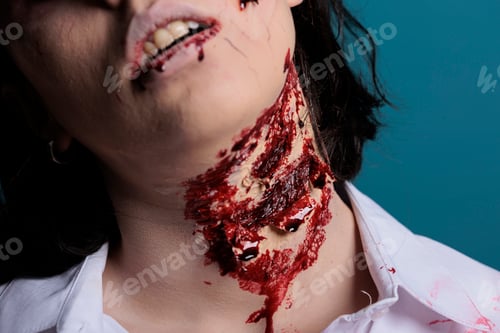 Preview: Halloween monster having bloody wounds on neck