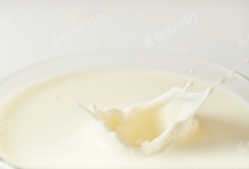 Preview: closeup view of milk splashes isolated on white background
