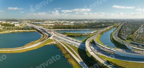 Preview: Above view of wide highway crossroads in Miami, Florida