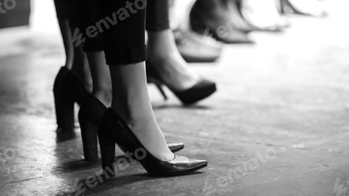 Preview: Fashion Show, catwalk runway event, models at he backstage of a fashion show