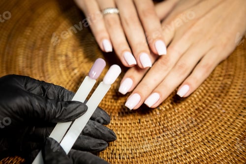 Preview: Hands with Fresh Manicure Choose Nail Polish Color