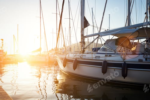 Preview: Picture of row of sailboats reflected in water