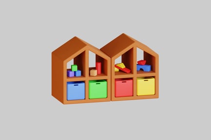 Preview: Toy house shelf with blocks