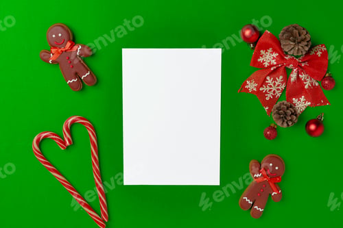 Preview: Blank Christmas greeting card with festive decorations