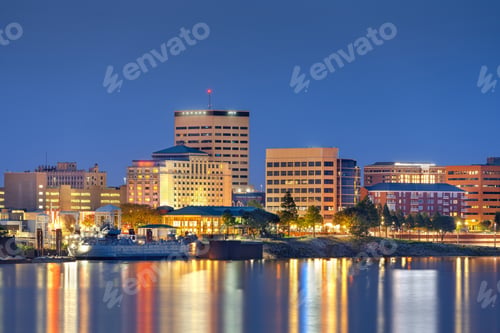Preview: Evansville, Indiana, USA Skyline at Blue Hour