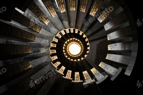 Preview: Top view of a spiral staircase inside a building