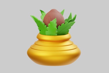 Preview: Golden kalash with coconut leaves