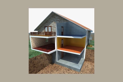 Preview: Two-story house with sloped roof and porch