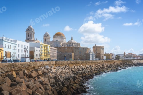 Preview: Cadiz Cathedral and Paseo del Vendaval Promenade - Cadiz, Andalusia, Spain
