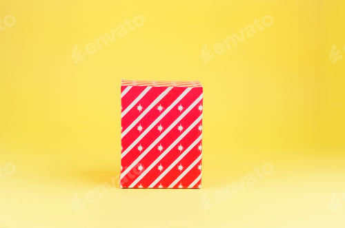 Preview: red gift box on yellow background.