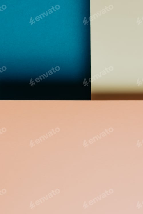 Preview: Abstract blue, yellow and orange and yellow color paper geometry composition