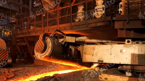 Preview: Molten steel in high temperature melting at the metallurgical plant. Stock Footage. Steel production