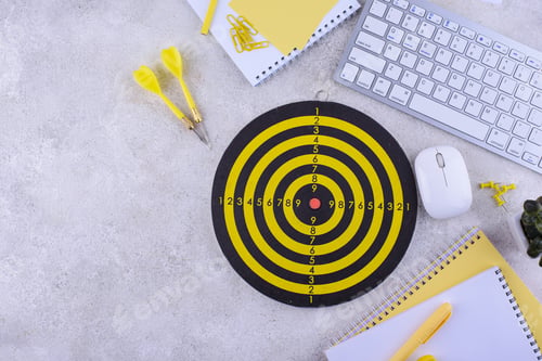 Preview: Target and goal concept with darts and arrows