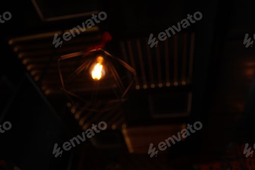 Preview: Minimalistic lamp in loft style. Blurred background.