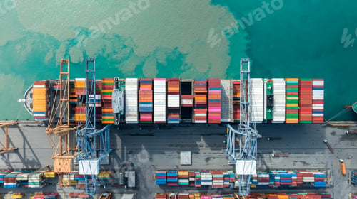 Preview: Aerial view container cargo ship maritime freight shipping by container cargo ship, Global business.