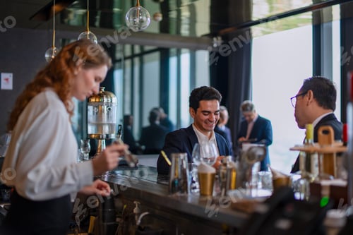 Preview: Businessperson are meeting at night club.