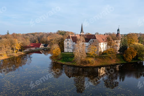 Preview: Jaunpils castle was built in 1301. as Livonia Order fortress. Latvia, view from above