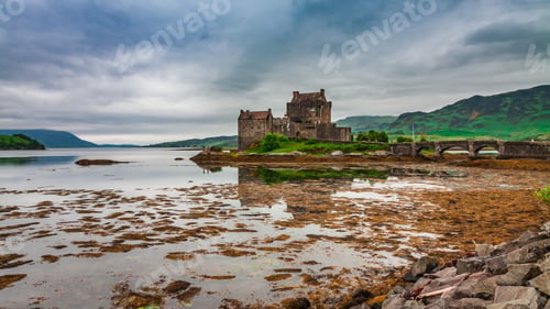 Preview: Dusk over lake at Eilean Donan Castle, Scotland