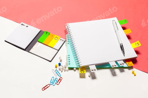 Preview: Colorful school supplies top view