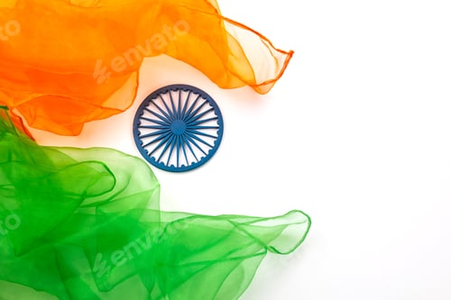 Preview: Indian Independence Day concept background with Ashoka wheel