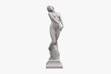 Preview: Marble Woman Sculpture with Misty Veiled Base