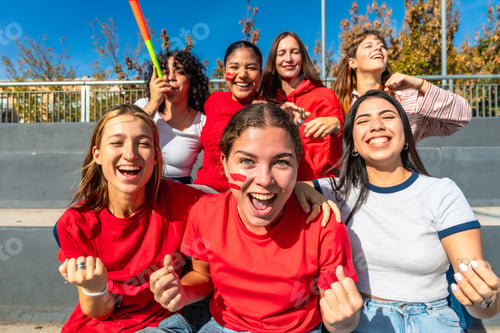Preview: Group of young women cheering a sports team