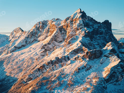 Preview: Aerial drone view of snow on the mountains in the Dolomites