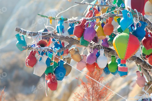 Preview: Traditional Turkish souvenirs. Colourful jugs.