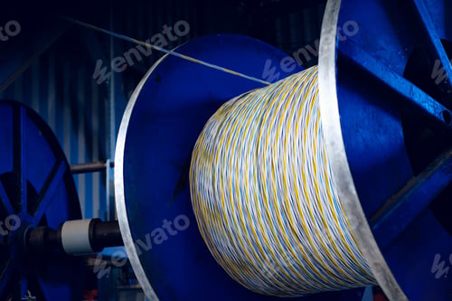 Preview: Production of copper wire, cable in reels at factory. Cable factory