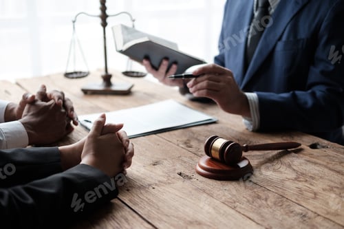 Preview: Businesswoman lawyer talks and explaining agreement business of contract to client in legal office