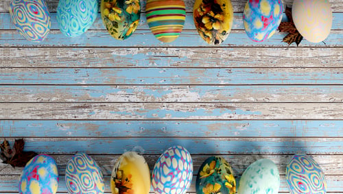 Preview: Easter egg in a row top with space at center of picture for text and element