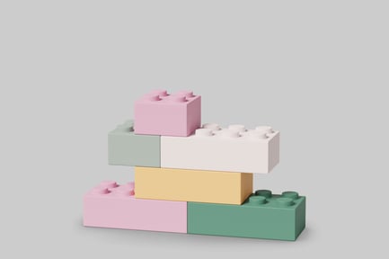 Stack of colorful blocks.